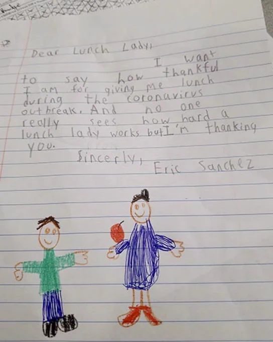A note to a lunch lady.