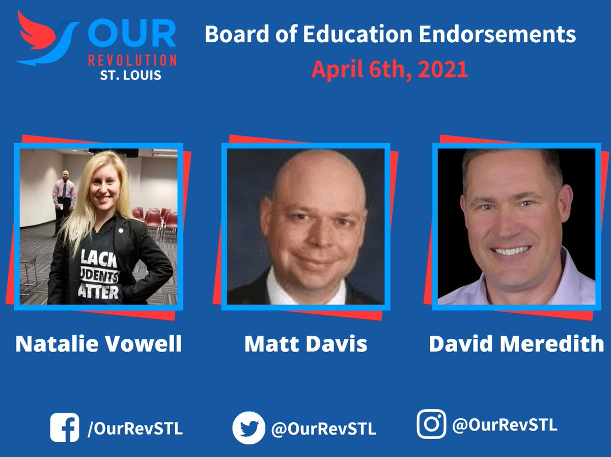 OurRevSTL's tweet photo. Our Revolution STL's April 6th, 2021 election endorsements: https://t.co/qeR1JJDtPF