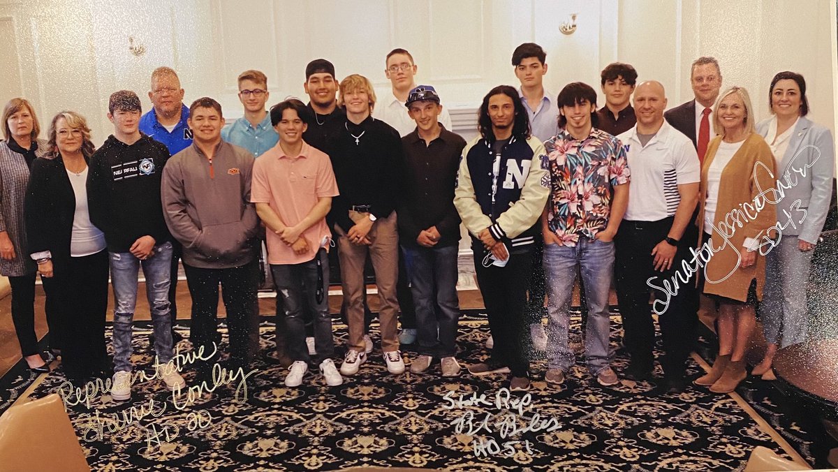 Our Wrestling Team coached by Zach Hale and Kevin Sheets was honored at the State Capital for being named Class 4A Academic State Champions! Thank you Senators Garvin and Boles and Representative Conley for the invitation and the wonderful experience!  💙🏁💙