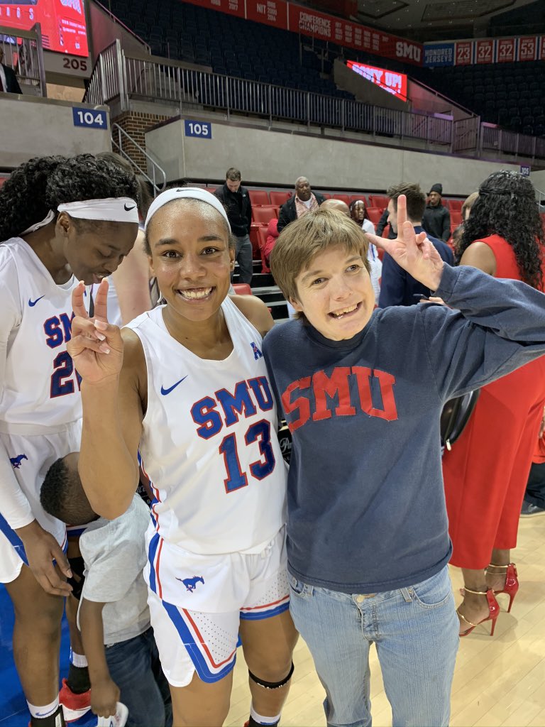 CSpru's tweet photo. @CoachTMWilson congrats on your new position.  SMU women’s basketball is a family affair that we hope can be reunited!  You will soon recognize us behind the team on the bleachers with your #1 fan Tracy. https://t.co/iLYnRa2PIj