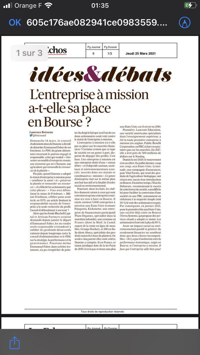 Toujours la même question, #purpose ou profit faut-il faire un choix ? faux débat, le sujet c’est la conciliation du temps court du business et du tps long des relais de croissance positifs. Pas simple mais pas opposable, chercher l’équilibre créera de la valeur ... pour tous!