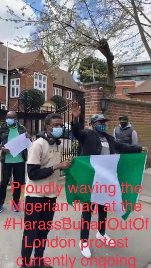 MobilePunch's tweet photo. PHOTOS: Reno Omokri, Others Protest In London Over Buhariโs Medical Trip https://t.co/O9me3YBczX