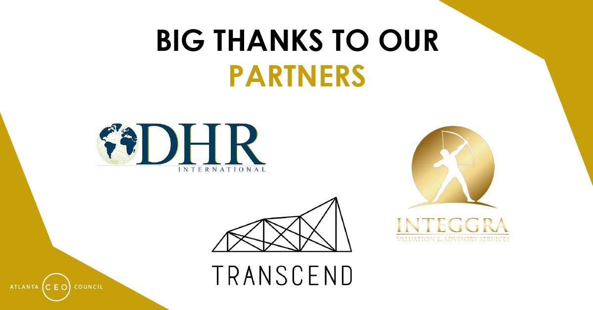 ACEOCouncil's tweet photo. Giving thanks to more partners of the @ACEOCouncil today! We couldn’t provide enough value to our CEOs without support from DHR International (@DHRintl), #Integgra Valuation & Advisory Services, and Transcend (@TranscendCRE). https://t.co/eFjliLPH1N