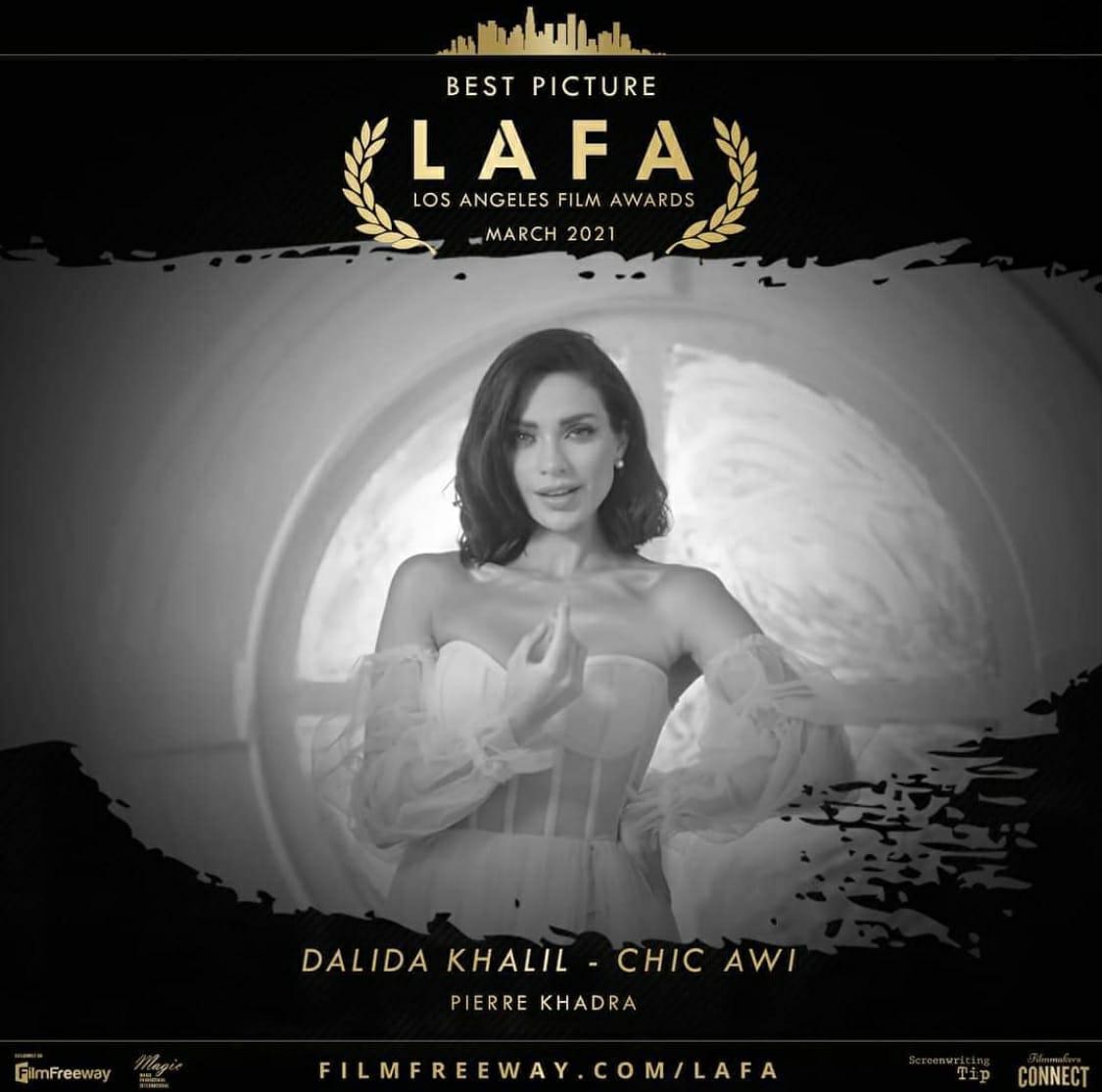 DalidaKhalil's tweet photo. We did it🙌🏼 🙏🏼 “Chic Awi” won not only one but 2 awards!  “BEST PICTURE” and “BEST MUSIC VIDEO”  at the L.A. Film Awards!🔥🔥💃 @lafilmawards.
Thanks to everyone who was part of this project and made it a success!🤩🤩 @pierrekhadra
#DalidaKhalil │ #داليدا_خليل https://t.co/Q1c6RJGbxW