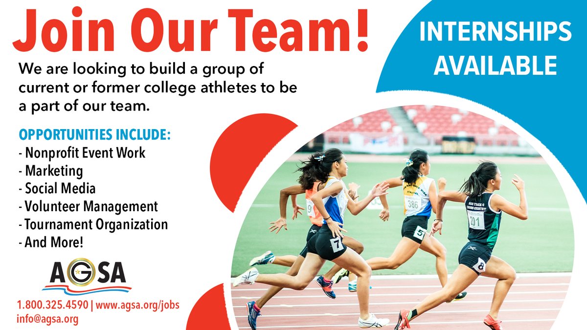 AGSASports's tweet photo. NOW HIRING! If you're looking for a summer internship in the sports or nonprofit industry, look no further! Apply to the AGSA Summer Internship Program Today! 

Apply At: https://t.co/ucRx4UgH0o

#AGSAGold #AmericanGoldSports #Internships https://t.co/WqoGFkCy4U