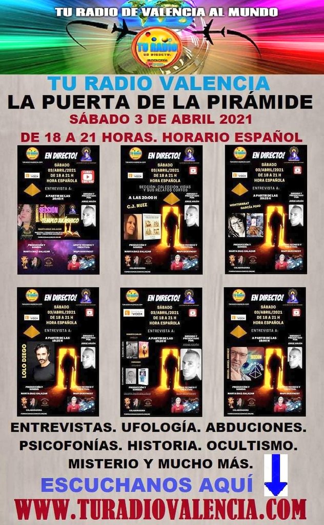 puerta_piramide's tweet photo. SABADO de 18:00 A 21h, PROGRAMA☆LA PUERTA DE LA PIRÁMIDE☆SERIES MÁS CONOCIDAS COMO - * MINISTERIO DEL TIEMPO - VIS A VIS - ACACIAS 38 ETC ...*SORPRENDERA CON SU ENTREVISTA y MISTERIO. OS ESPERAMOS en 🌎 https://t.co/szOOR1ZTMI  YOUTUBE SUSCRIBETE    https://t.co/MoLQCz9LWC https://t.co/6VyNGNqWjT