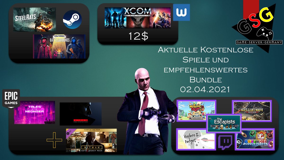 GameServerGER's tweet photo. Liebe Community,
Diese Woche gibt es zum Aprilbeginn neben dem üblichen Aprilwetter einige tolle Angebote und Spiele. Wie ihr das Hitman 1 GOTY DLC erhaltet erläutern wir für euch in den Kommentaren!
XCOM: https://t.co/6XJEjKToKb
#steam #epic #TwitchDE #FREEGAMES #Hitman #hitman3 https://t.co/suqKvtcd6d