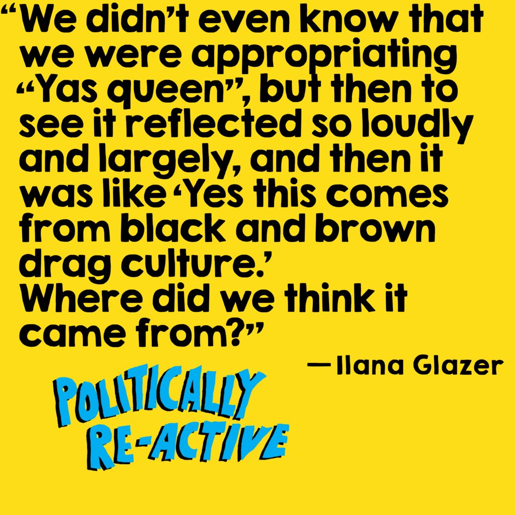 The wonderful @ilazer was on @PoliticReActive with me & @wkamaubell & we had a thoughtful conversation about Broad City, “Yas Queen” & cultural appropriation. spoti.fi/3drSbyQ AVAILABLE WHEREVER YOU GET YOUR PODCASTS