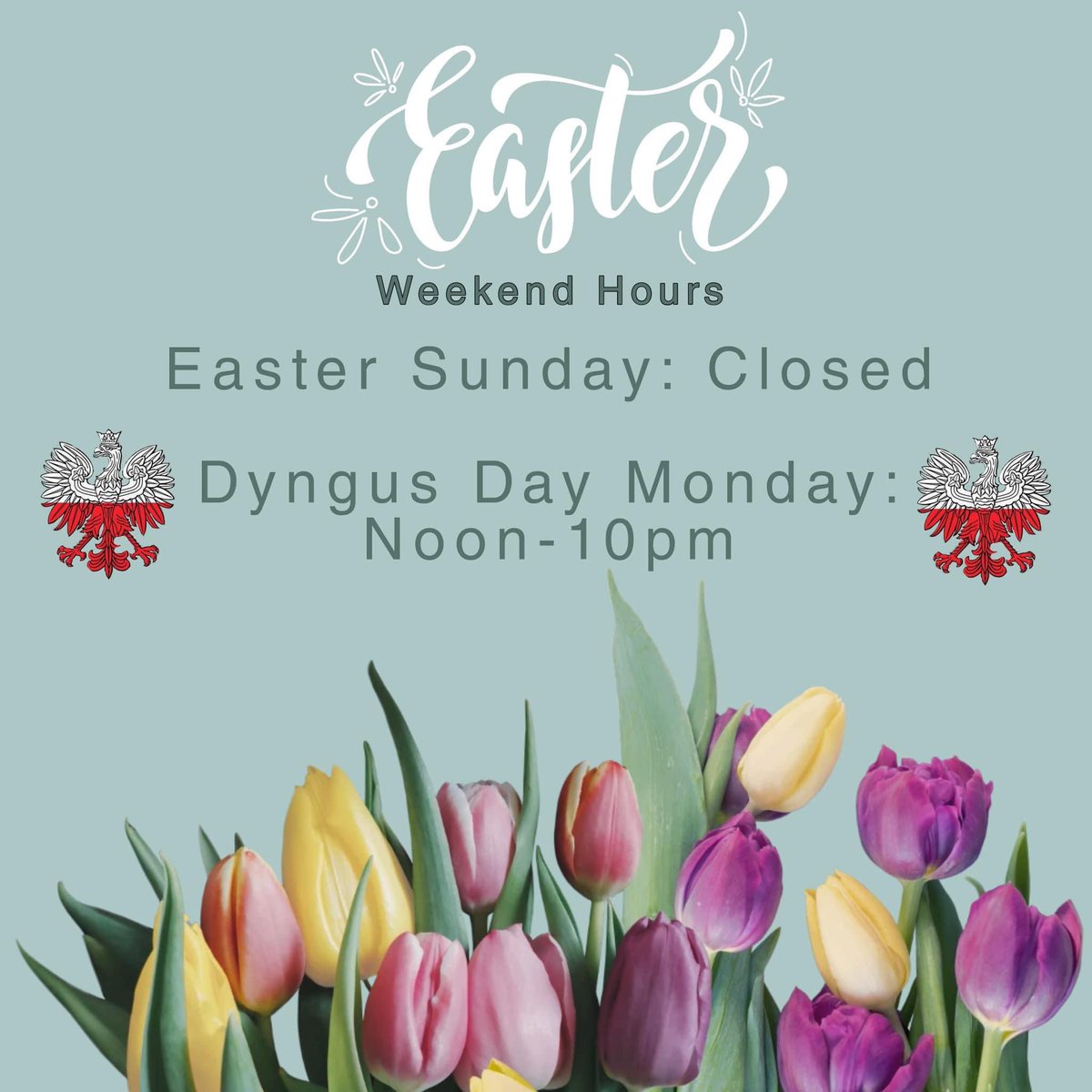 theshiftbeer's tweet photo. Hoppy Easter weekend! 🍻🐰
Here’s a peek at our hours for the holidays. Grab your Sunday Funday crowlers &amp; takeout while you can on Saturday evening. 🙌

&amp; Stay tuned for our Dyngus Day celebration specials!!! 🇵🇱 https://t.co/OEx9sV5IKo
