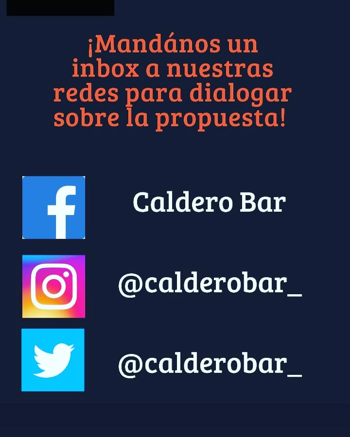 calderobar_'s tweet photo. Estamos abriendo la convocatoria para artistas que quieran desarrollar sus performances en #CalderoBar 

Para + info pueden contactarse por privado. 

#agenda #cultura #eventos #música #teatro #cine #programación #abril https://t.co/Ck1svtx0m1