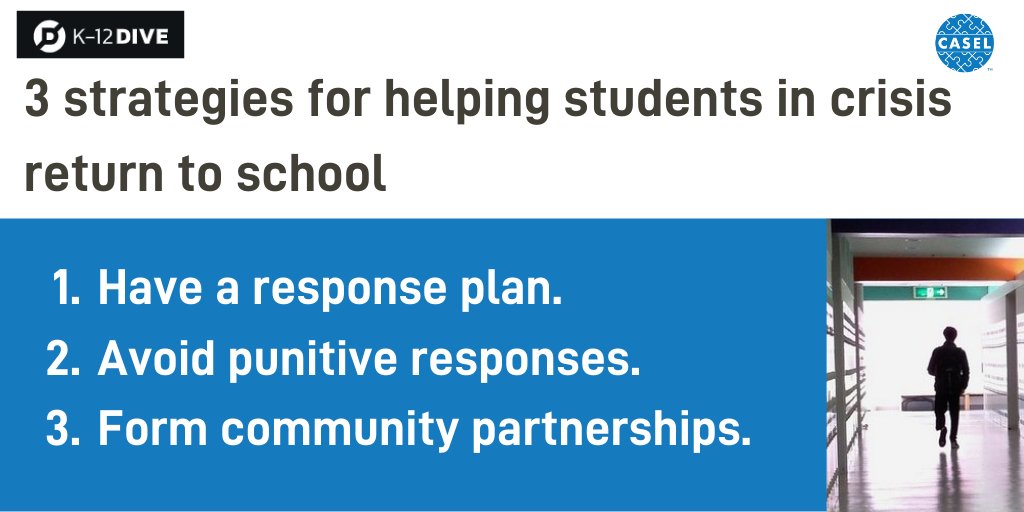Supportive environment, strong relationships, caring adults: All are key to reopening schools with #SEL. More on these strategies from <a href="/K12DiveNews/">K-12 Dive</a>: bit.ly/3cXmi0P

Plus from CASEL:
SEL &amp; MTSS: bit.ly/3ref4KW
SEL &amp; discipline: bit.ly/35GoVBX