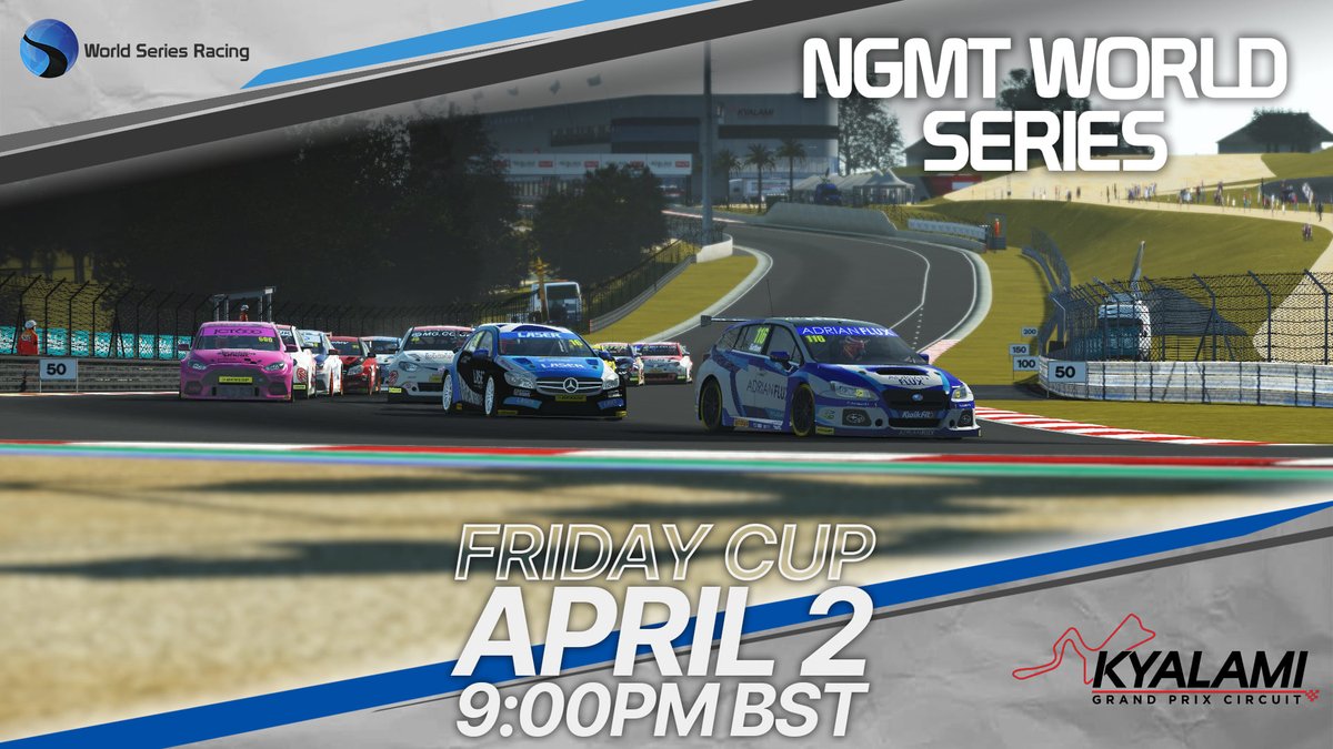 WSRracing's tweet photo. Our next round of the NGMT World Series is tonight from Kyalami on @rFactor2. 🇿🇦
Three races across a real touring car challenge. 

Fun begins at 9pm BST. 

This race is free to join for all. 
Check out our website to learn more: 

https://t.co/iqqb70tjJC

#rf2 #rfactor2 #simrace https://t.co/8z1ZRyaDty