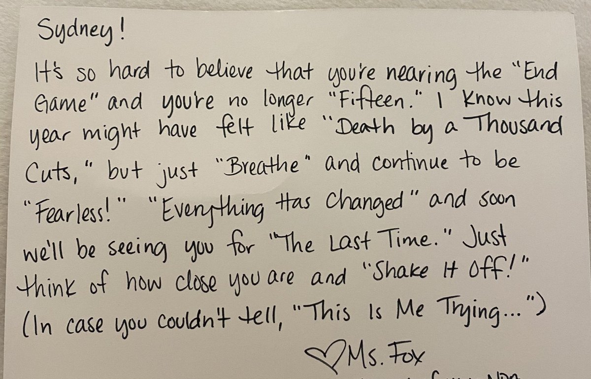 iknowimissyou's tweet photo. i’m graduating this year &amp; my english teacher just sent me this. brb going to cry forever :’) 
@taylorswift13 @taylornation13 https://t.co/EVLzGNrZxz