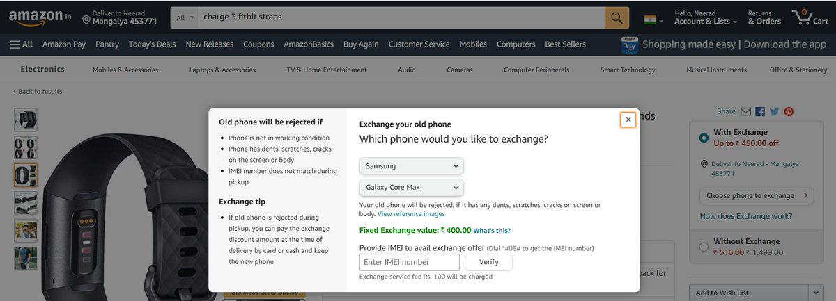 Neerad_S's tweet photo. Why would I exchange a phone in replacement of Fitbit strap @amazonIN ? https://t.co/8PgiM6sr2V
