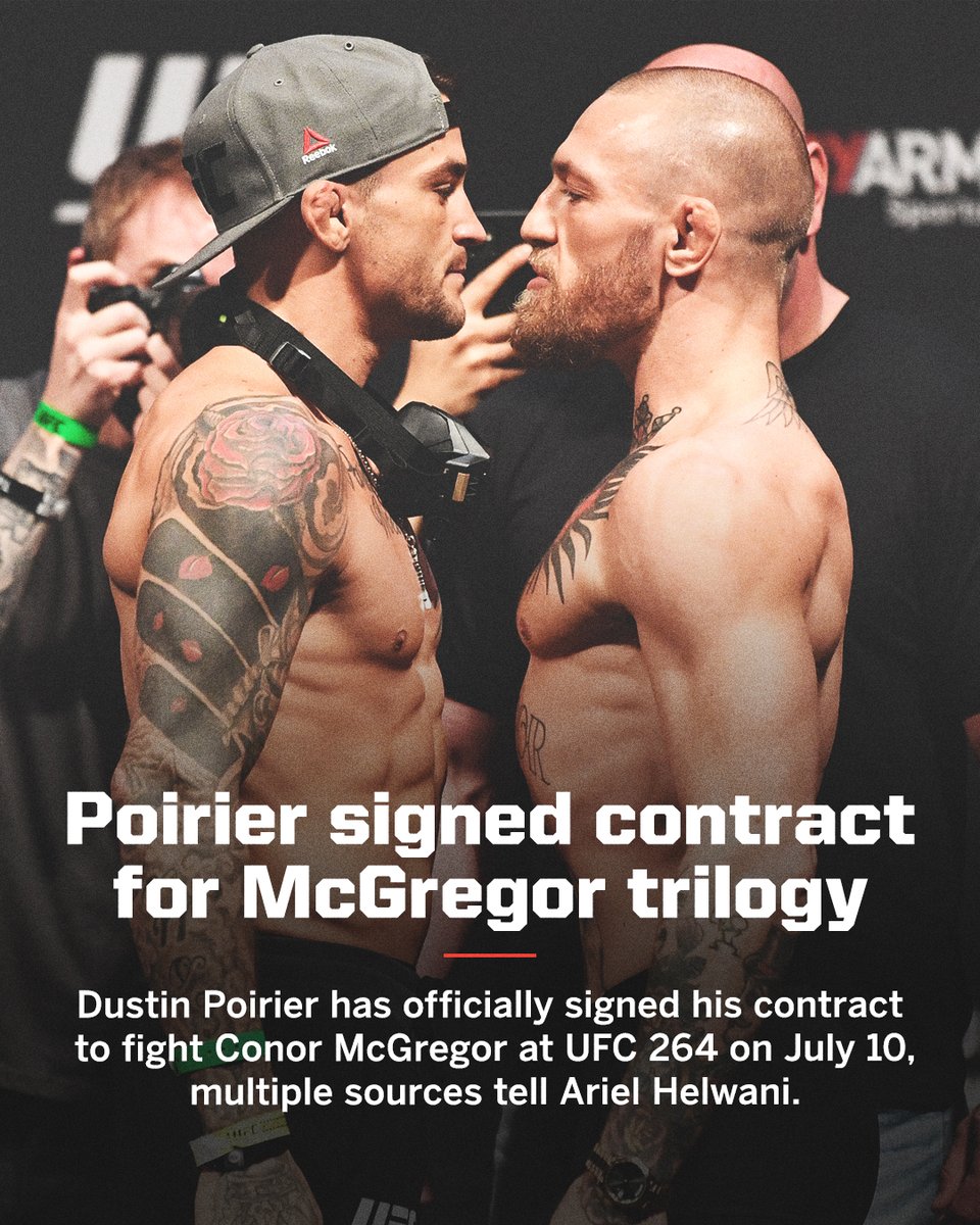 espnmma's tweet photo. Poirier has put ink to paper for the McGregor trilogy fight, sources tell @arielhelwani. https://t.co/TdWmxhv0Fs