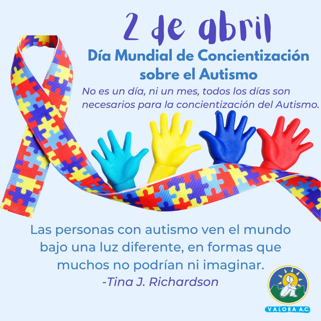 VALORA_AC's tweet photo. Hoy 2 de abril es el día mundial de la concienciación de Autismo. Pero más que un día o un mes, todos los días debemos trabajar para la concientización de Autismo. 
La inclusión es tarea de todos. 💙 
¡Gracias a toda la comunidad VALORA! https://t.co/XM5hEa2Qe4