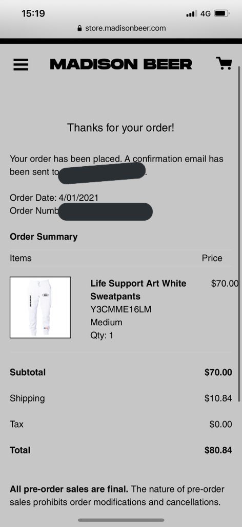 defauItsmeb's tweet photo. @madisonbeer i got the white joggers to match u bestie!!! do i get the white jumper too? https://t.co/vm0jov19vm