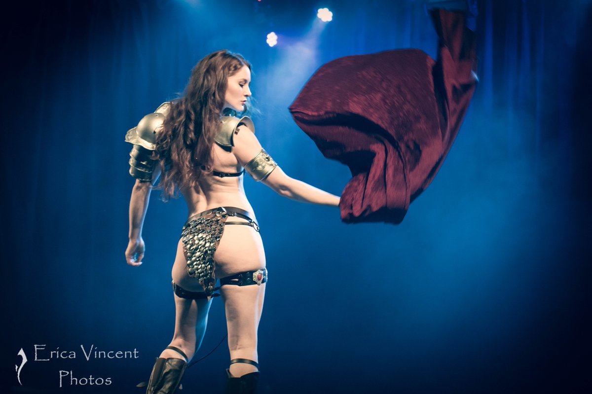 SOTBBurlesque's tweet photo. Throwback to #metalesquefest 2018 with @Mandy_Stockholm on the stage at @StarTheaterPDX clad in armor! This warrior woman is BACK with more metal (and metal) for our EVIL EASTER show...available NOW though April 9th for on demand virtual viewing! Get your tix! Link in comments. https://t.co/rsz5K0g8gm