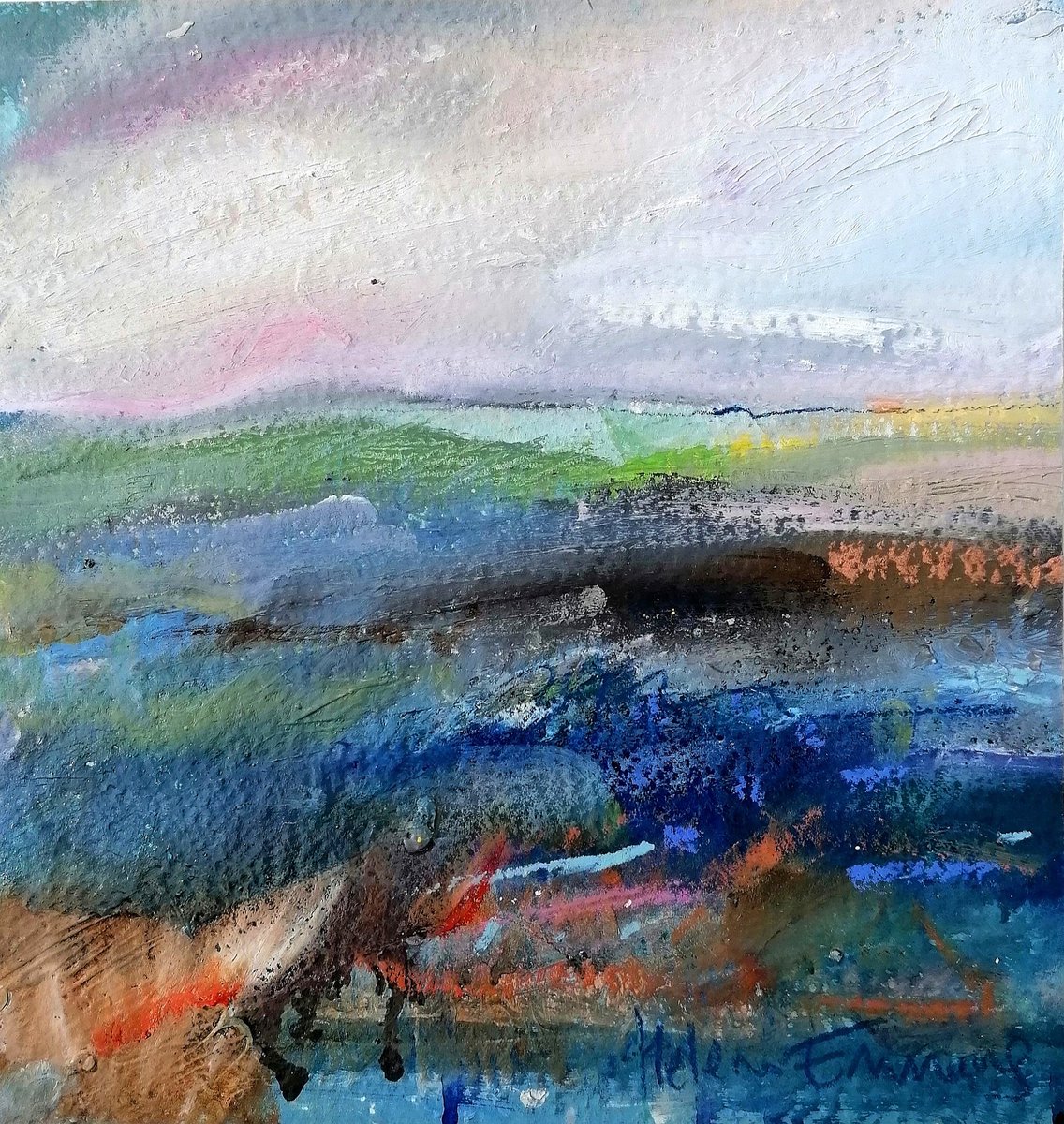 'Skye Spring Light' is now on my Pieces for Sale page on my website.  Mixed media painting, unframed.
