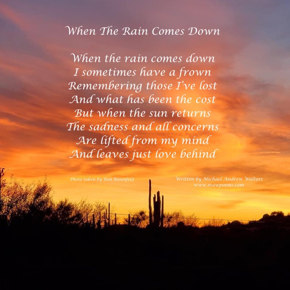 MawPoems's tweet photo. Hello To All,

Every person has lost someone as it's a part of life, but time helps, love helps, support helps, memories help, and faith helps - MAW🙏🏿

@MawPoems #love #loss #Raining #poetrymonth #poetrycommunity @RealisticPoetry https://t.co/v3woinfg08