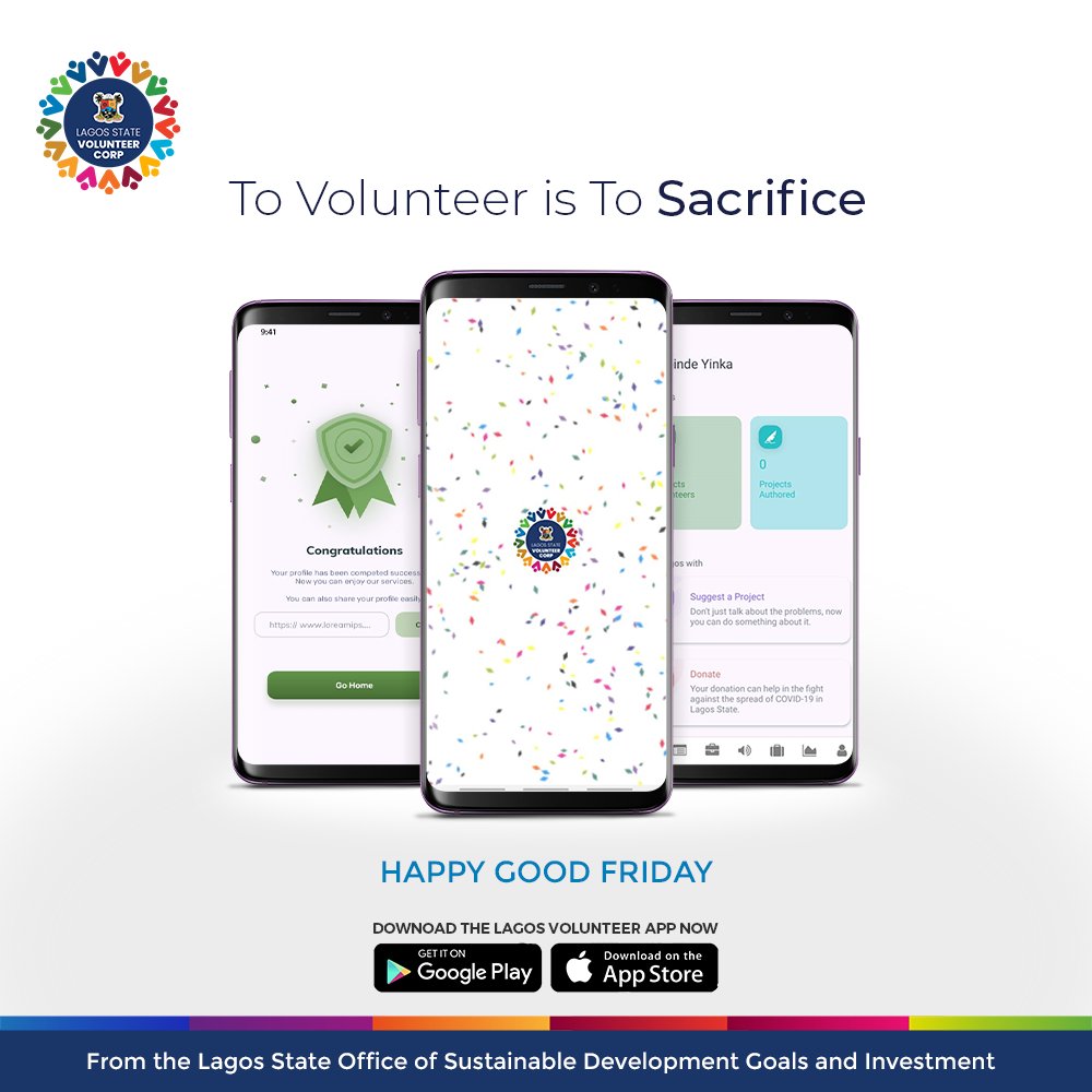volunteercorp's tweet photo. To everyone celebrating Good Friday in Lagos State, we wish you a very splendid celebration.
#easteriscoming #lsvc https://t.co/DijhyoQ05T