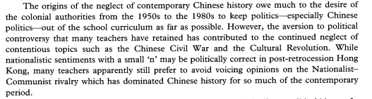 The primary objective of this was because the colonial authorities desired to curb any revolutionary or nationalistic Chinese sentiment being adopted by the students.