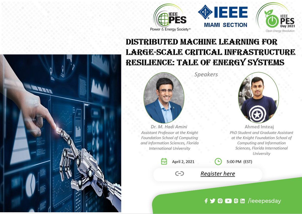 solid__lab's tweet photo. @solid__lab members, Dr. @Hadi__Amini and Ph.D. Student @A_Imteaj, have presented their recent findings on deploying distributed #MachineLearning for Critical Infrastructure Resilience as part of @ieee_pes Day!

@IEEEorg #sustainabilty #resilience #research https://t.co/tAP18B3BB5