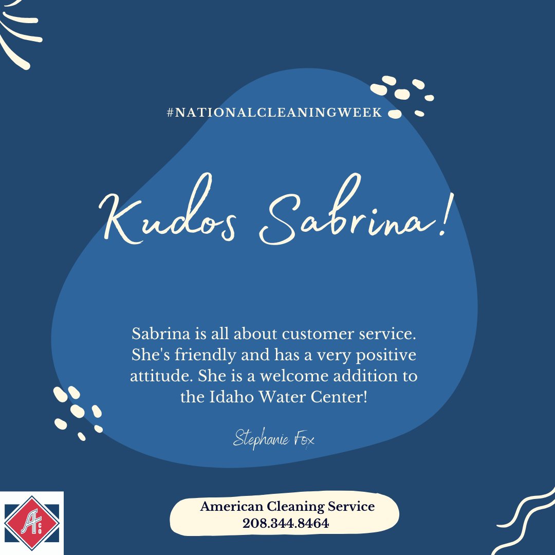 americancleanin's tweet photo. Continuing to celebrate #nationalcleaningweek by showing some love to our amazing cleaners! Great job Sabrina! https://t.co/UyR1Jw0WHM