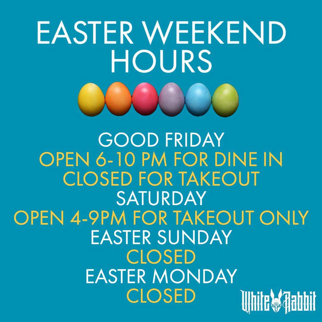 Happy Easter weekend from the White Rabbit 🐇