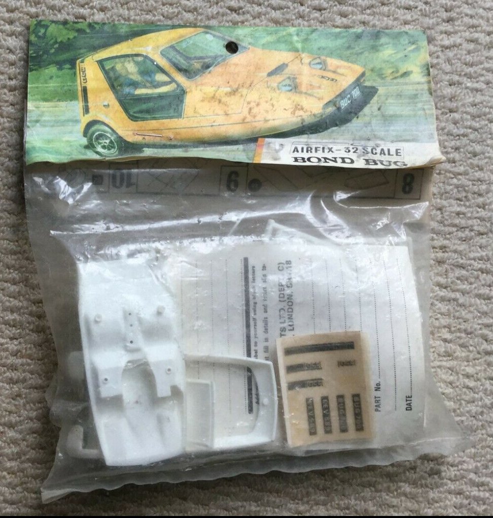 Well, fancy that. After mentioning Bond Bugs, I had a vague recollection there might have been a model kit back in the '70s and, blow me down, there was. This an Airfix original from a toyshop closure, on eBay for £280 :CHey,  @Airfix, any chance of a Classics reissue?