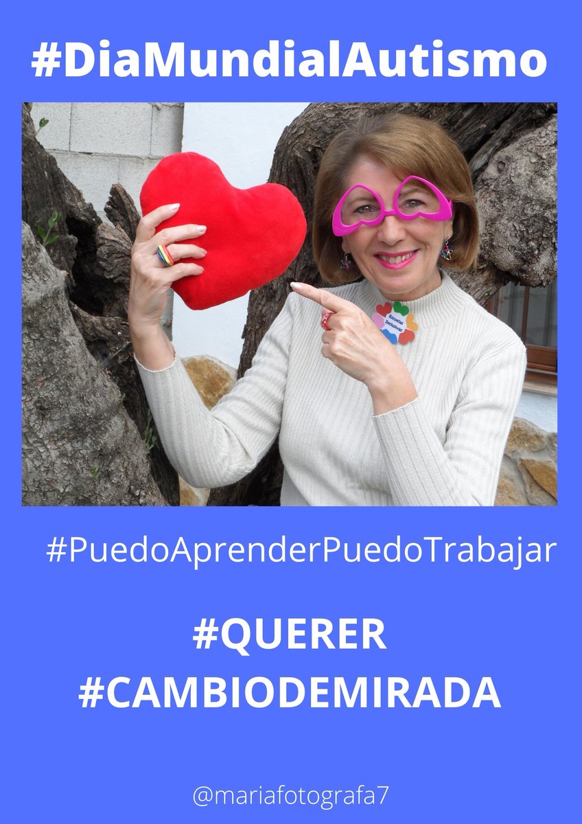 mariafotografa7's tweet photo. Me sumo a la #campana de @Autismo_Espana por #DiaMundialAutismo #PuedoAprenderPuedoTrabajar y muestro mis habilidades profesionales: siempre #QUERER y #CambiodeMirada #EducacionInclusiva #DRPD @QuererlaCrearla @DownEspana @Cermi_Estatal  @imgende @CelaaIsabel @icalmendros https://t.co/t8yE3H8AST
