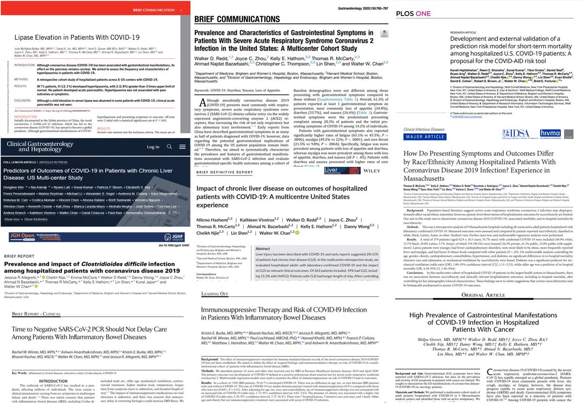 Walter Chan, MD, MPH (@walterchanmd) on Twitter photo A year ago, our group from <a href="/BrighamGI/">Brigham and Women's GI</a> & <a href="/BrighamMedRes/">Brigham and Women's Medicine Residents</a> began to study the clinical & GI manifestations of SARS-CoV2. We were inspired & hoped to contribute, in any small way, to the understanding of #COVID19. Thank you to all in our group & collaborators!
brighamhealthonamission.org/2021/01/28/inv… A year ago, our group from <a href="/BrighamGI/">Brigham and Women's GI</a> & <a href="/BrighamMedRes/">Brigham and Women's Medicine Residents</a> began to study the clinical & GI manifestations of SARS-CoV2. We were inspired & hoped to contribute, in any small way, to the understanding of #COVID19. Thank you to all in our group & collaborators!
brighamhealthonamission.org/2021/01/28/inv…