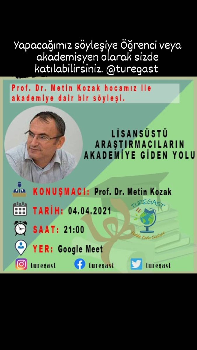 turegast's tweet photo. Bu haftaki söyleşi konuğumuz sayın hocamız alanında duayen Prof. Dr. Metin KOZAK. Katılmak için mesaj bırakınız. 
#metinkozak #sosyalbilimler #egitim #Universite #OnlineEğitim https://t.co/ib3MD2P6Pk