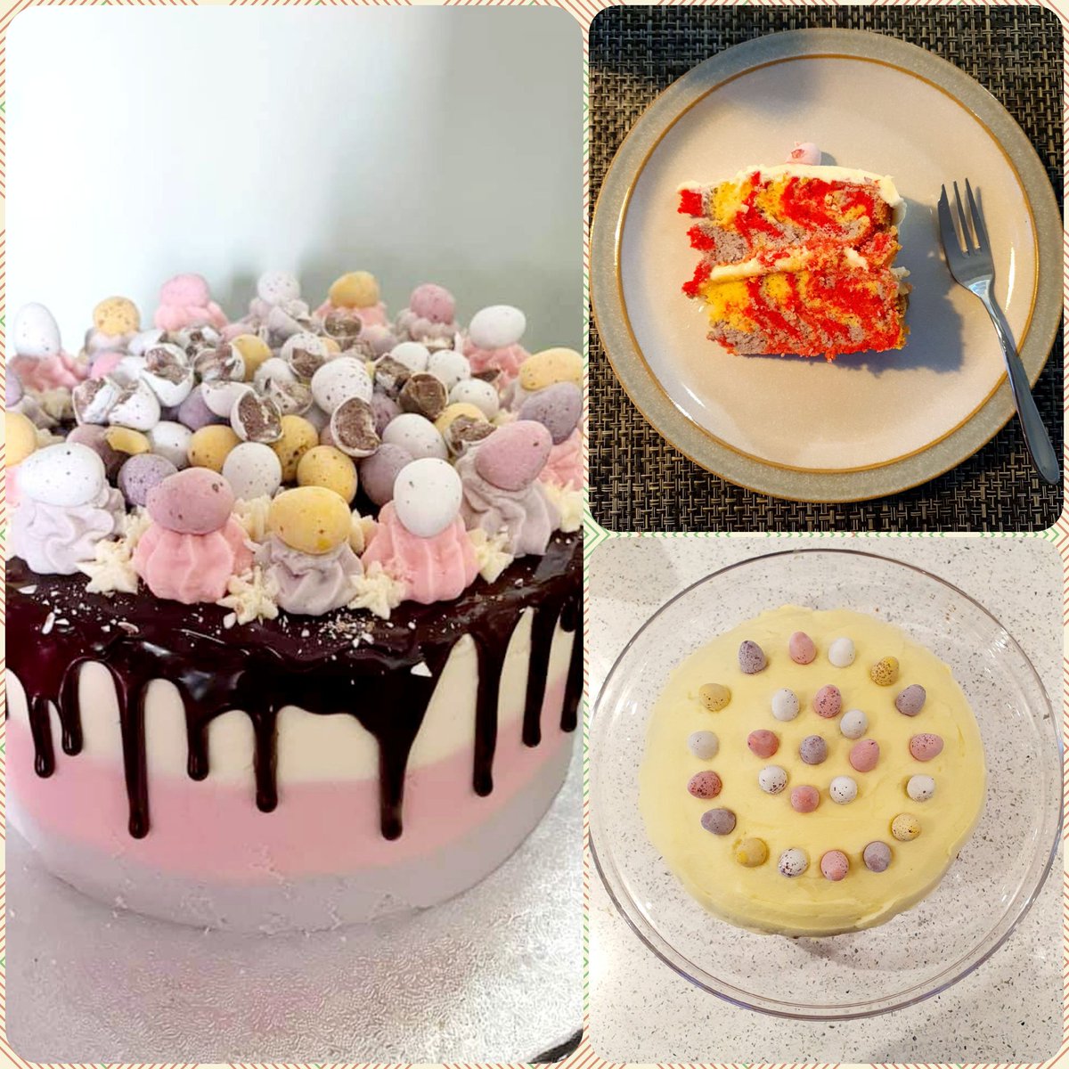 Happy Easter 🐣 everyone!
100% sure my sister <a href="/BecciTeece/">Bex</a> wins #starbaker for her amazing Easter cake offering on the left over mine on the right. My mini egg inspired marble effect needed a more pastel pink (&amp; a bit more precision)
#baking #HappyEaster #EasterWeekend  #Cakes