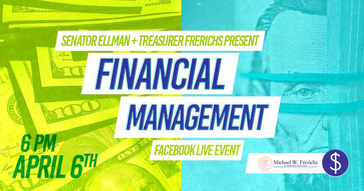 ILTreasurer's tweet photo. Join the #ILTreasurer's Office and @SenatorEllman for a Facebook Live covering the basics of creating and following a budget, credit card selection and management, and other debt management.
When: Tuesday, April 6 at 6 p.m.
Where: Facebook Live https://t.co/oIRx30o29t