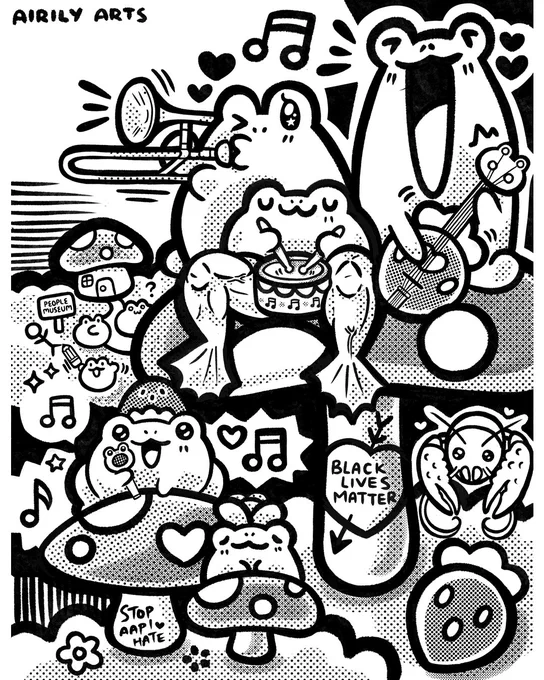 ? I drew  `s April Cover! ?The theme is ?? FROGGY JAZZ FEST ?? !!!My partner said this could be a really cute coloring sheet ??? So I'll upload a PDF later for y'all to color! ??? Maybe there could be a coloring contest too? We'll see! ??? 