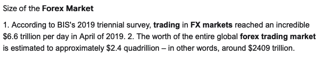 7/  $JRT as mentioned, primarily focuses on Forex in terms of their synthetic assetsForex will enable use cases such as creating more value in the DeFi sector and onboard new usersConsider the size of FX market...."~6.6trillion traded per day in 2019" -www.tokenist.com