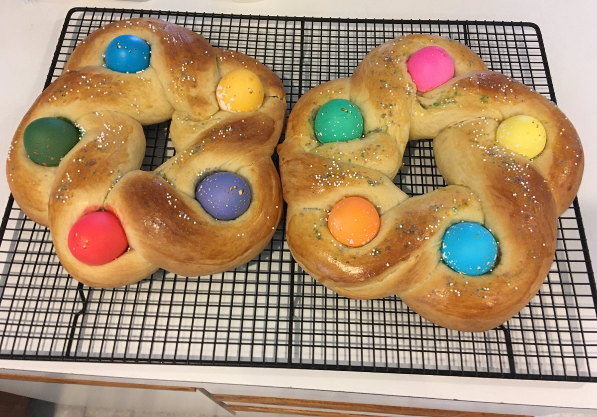BPLSW's tweet photo. Tomorrow I am #SaturdayLibrarian so I made my Easter egg bread today. Not perfect, but itโll do. #StillBaking https://t.co/K86cT0U0nB