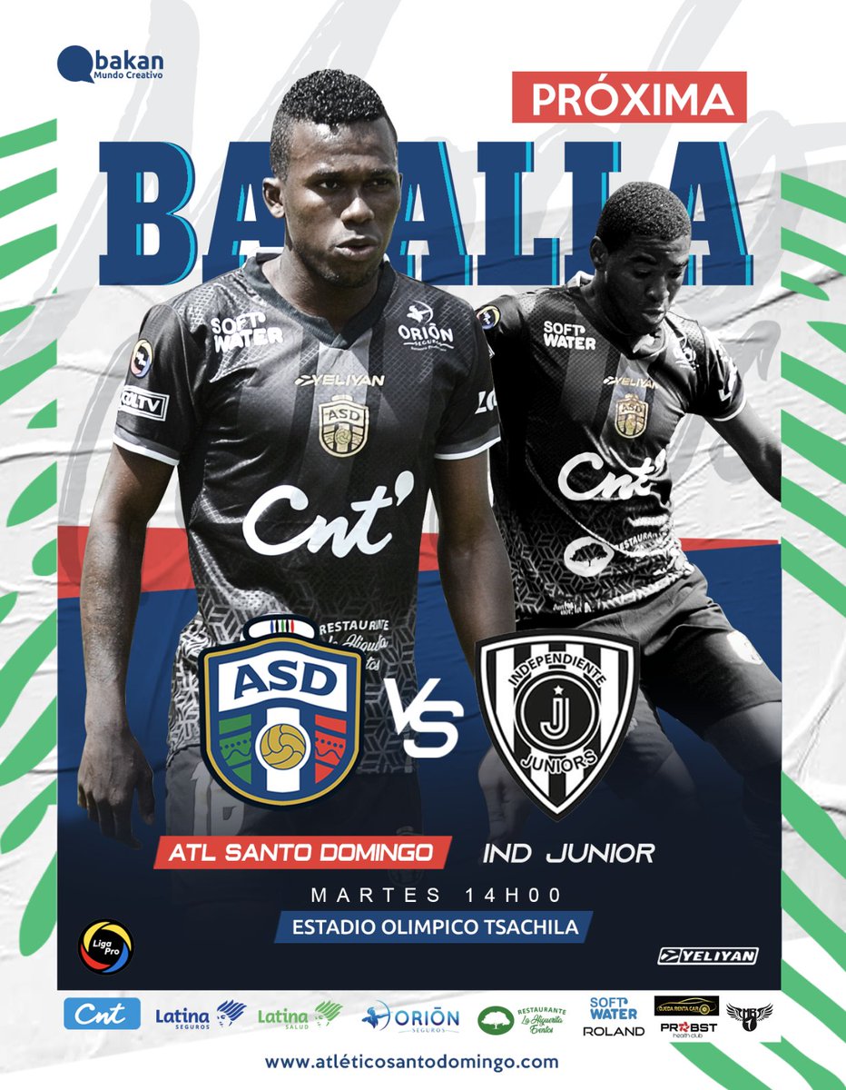 CDASantoDomingo's tweet photo. #Qbakan MARTES DE BATALLA🛡
#VamosGuerrero #Fecha4
@LigaProEC
#serieb2021
.
⚔
@CDASantoDomingo
vs
@INDJRS_EC
🗓 Martes 6 de Abril
🏟 Estadio Olímpico Tsáchila
⚽ 14H00
#CNT #latinaSalud #latinaseguros #ojedarentacar #Roalnd #orionseguros #MB1 #softwater #gymprobst https://t.co/Xt3eQQTxtt