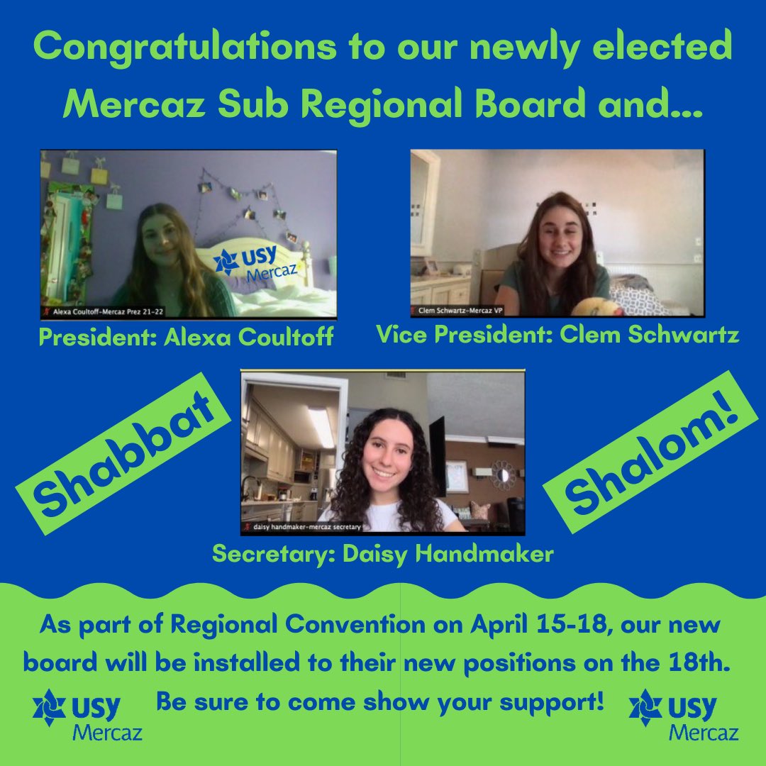 MercazUsy's tweet photo. Shabbat Shalom Mercaz and congratulations to the newly elected Mercaz SRB! Come support our new board as they get installed into their positions as part of Gevolodean. https://t.co/1wEtqXYGHz