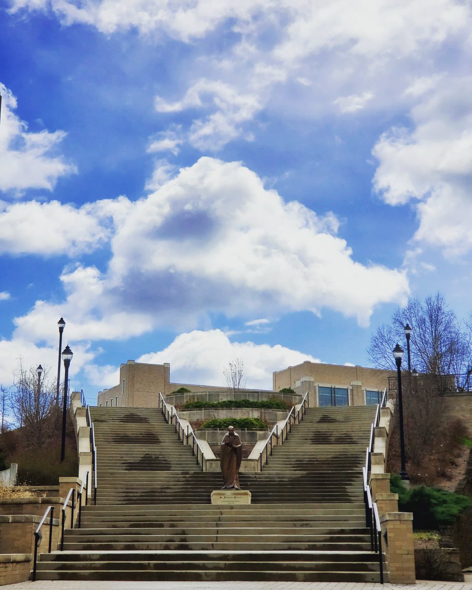 This Good Friday, pray the steps on our very own campus! Go to the steps between Alter Hall and the CLC/Library, also w/a statue of St Ignatius! For instructions on how to engage in the self-directed reflective prayer go to xavier.edu/cfj/prayourste… Wishing you a Holy Good Friday!