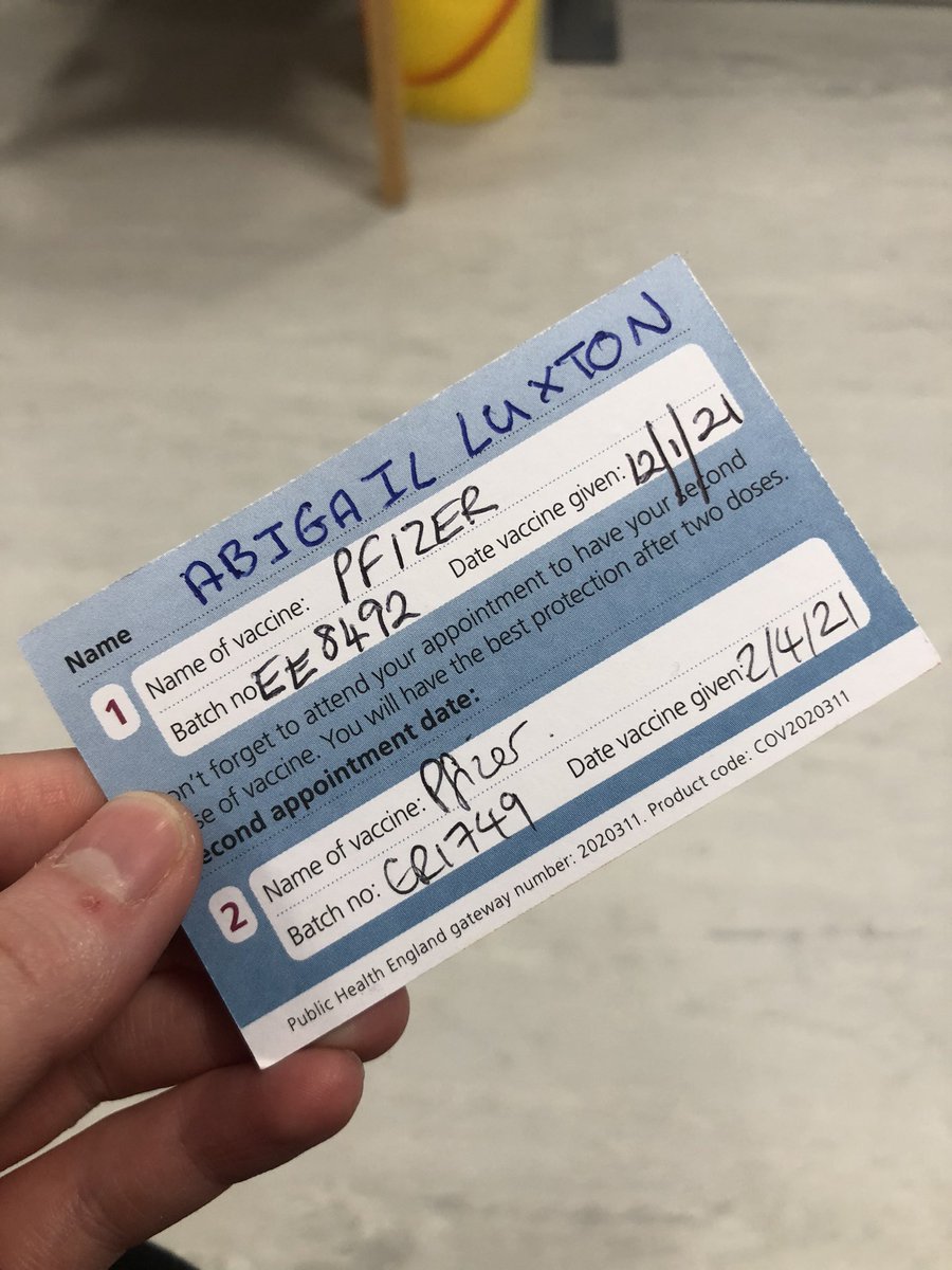 fully pfizered up 🤩🥳
thank you @YorkTeachingNHS 💗