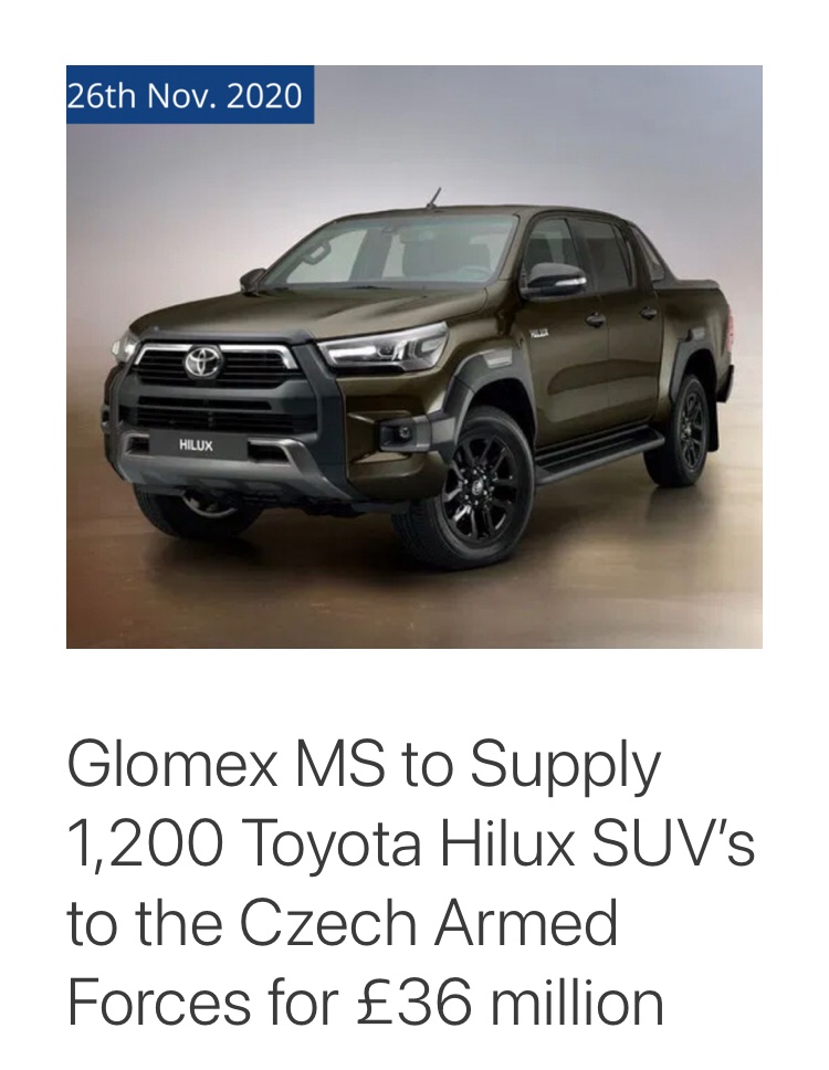 IntMilReview's tweet image. Back in November we at the IMR reported on the sale of Toyota Hilux models to the Czech army. Today the success of their control trials has been confirmed. Congratulations to @Glomex_MS and @ObranaTweetuje!