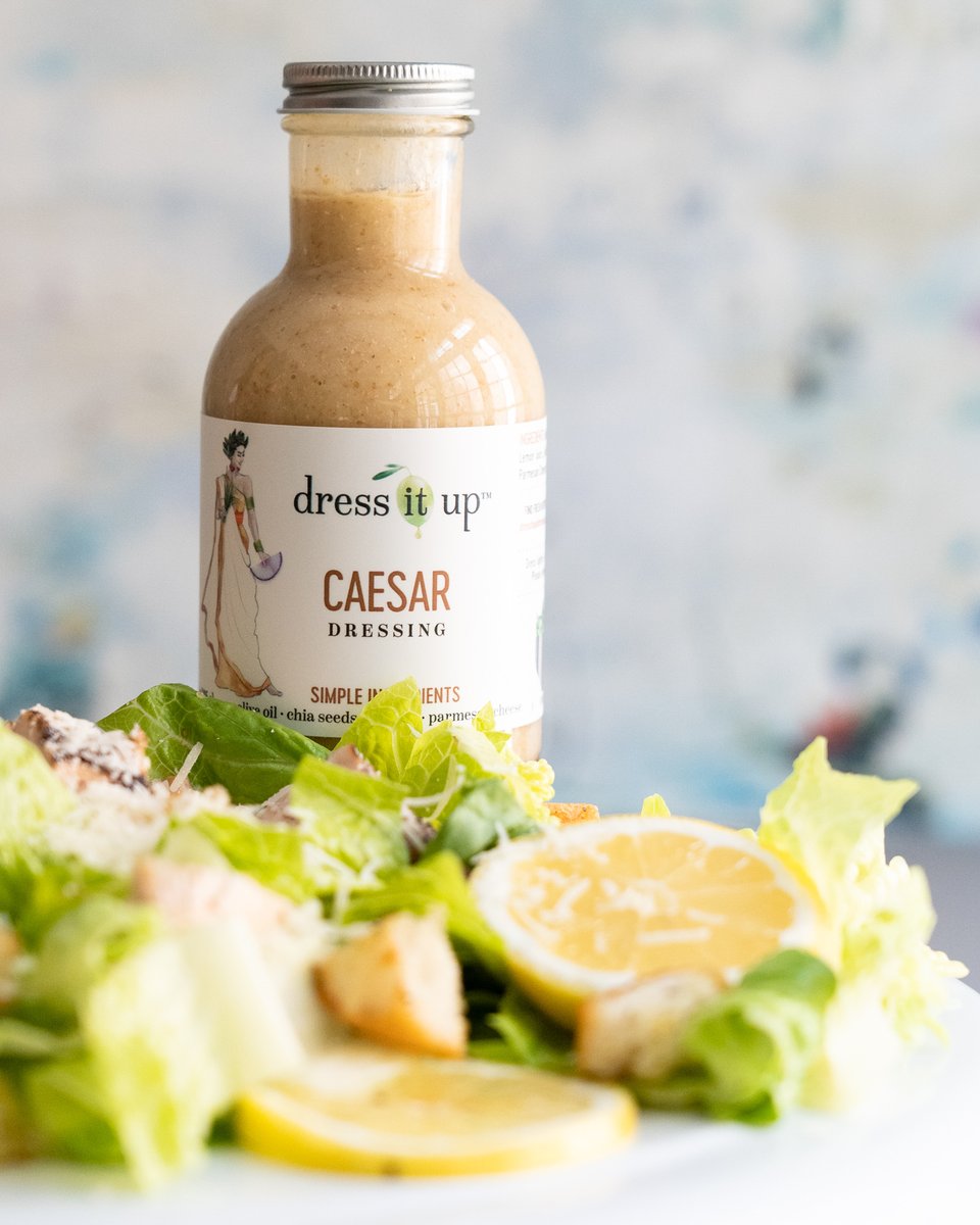 When life gives you lemons, squeeze them on a salad tossed in Dress It Up’s vegetarian-friendly Caesar Dressing. 🍋 Find our line of guilt-free, gluten-free salad dressings in stores nationwide or shop the collection online: dressitupdressing.com/products/caesa…. 🥗