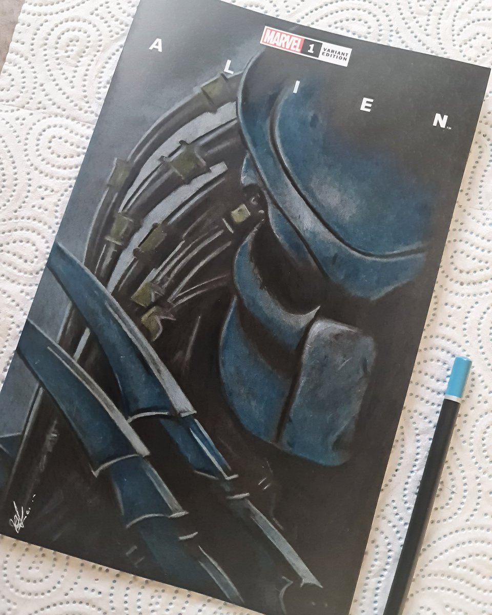 BUMCHEEKS2's tweet photo. #marvel #alien #aliens #alien3 #alienvspredator #predator #predator2 #scifi #horror #blankvariantcover #blankvariant #blankvariantcomic #art #sketch #pencilcrayon #decotime #18colouredpencils #hereofordgeek #herefordartist https://t.co/yH919INVh5