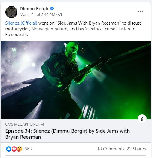 DIMMU BORGIR Guitarist SILENOZ Talks About Motorcycles, Charity