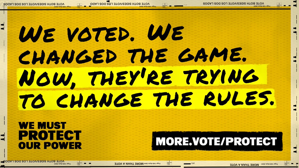 24 states have voter suppression bills moving through their legislature RIGHT NOW.

Join the fight to #ProtectOurPower: more.vote/ProtectOurPower