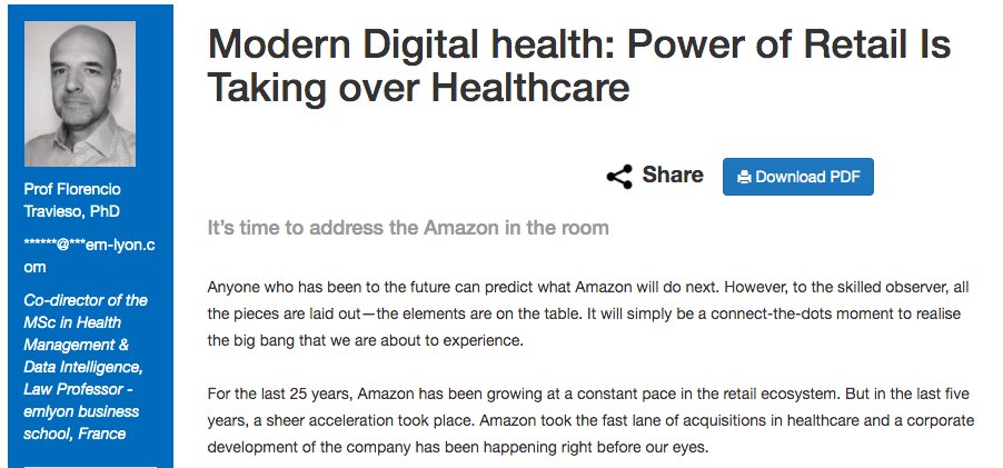 ProfTravieso's tweet photo. Time to address the Amazon in the room.

There is a recent trend in Amazon’s acquisitions that has created a logical path showing the ultimate goal of the company in the digital healthcare sector.
@ehealthmgmt @EMLYON https://t.co/foyzmtbNTB