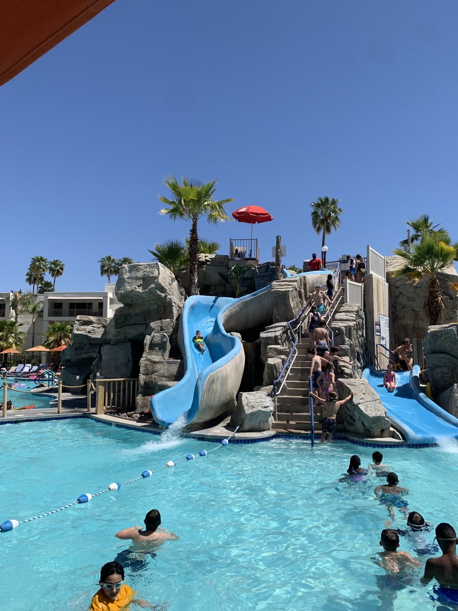 It’s official- Palm Canyon Resort’s pool slides reopened today after a 9 month closure!  Guests cheered and applauded while quickly forming a socially distant line to the top. What an amazing way to welcome Spring and Easter in Palm Springs!  #GetYour SplashOn #LifeAtDiamond