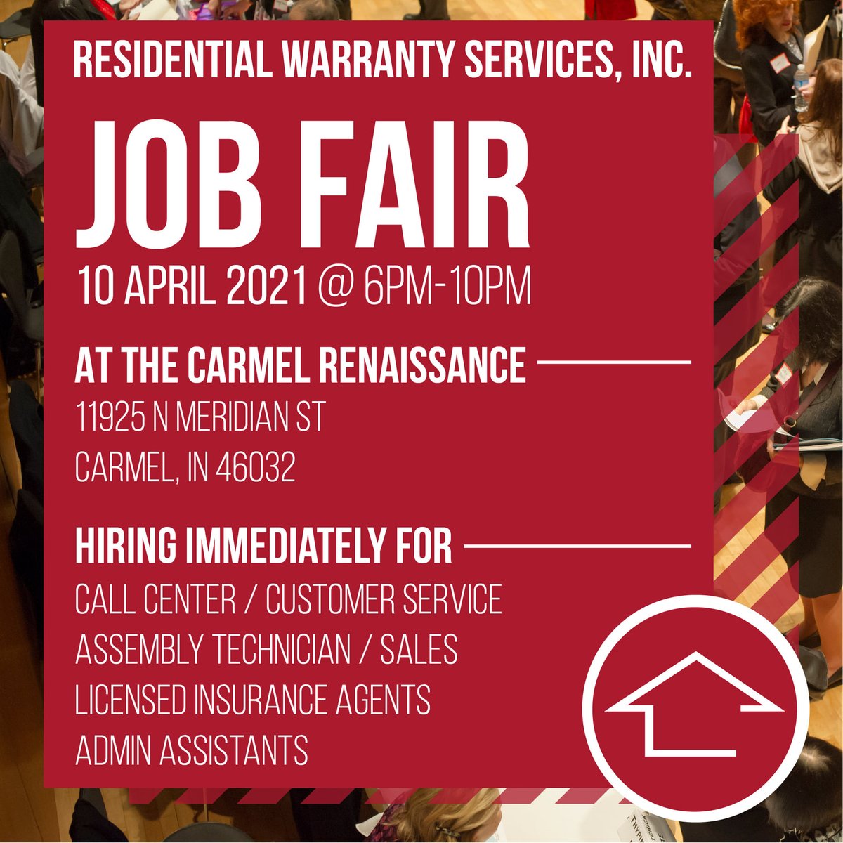 RWSWarranty's tweet photo. RWS is hosting a job fair April 10th at the Carmel Renaissance Hotel. We are hiring for a handful of different positions across multiple departments.

Join us to learn more about RWS and have a great time! https://t.co/KAeYTqjsL5